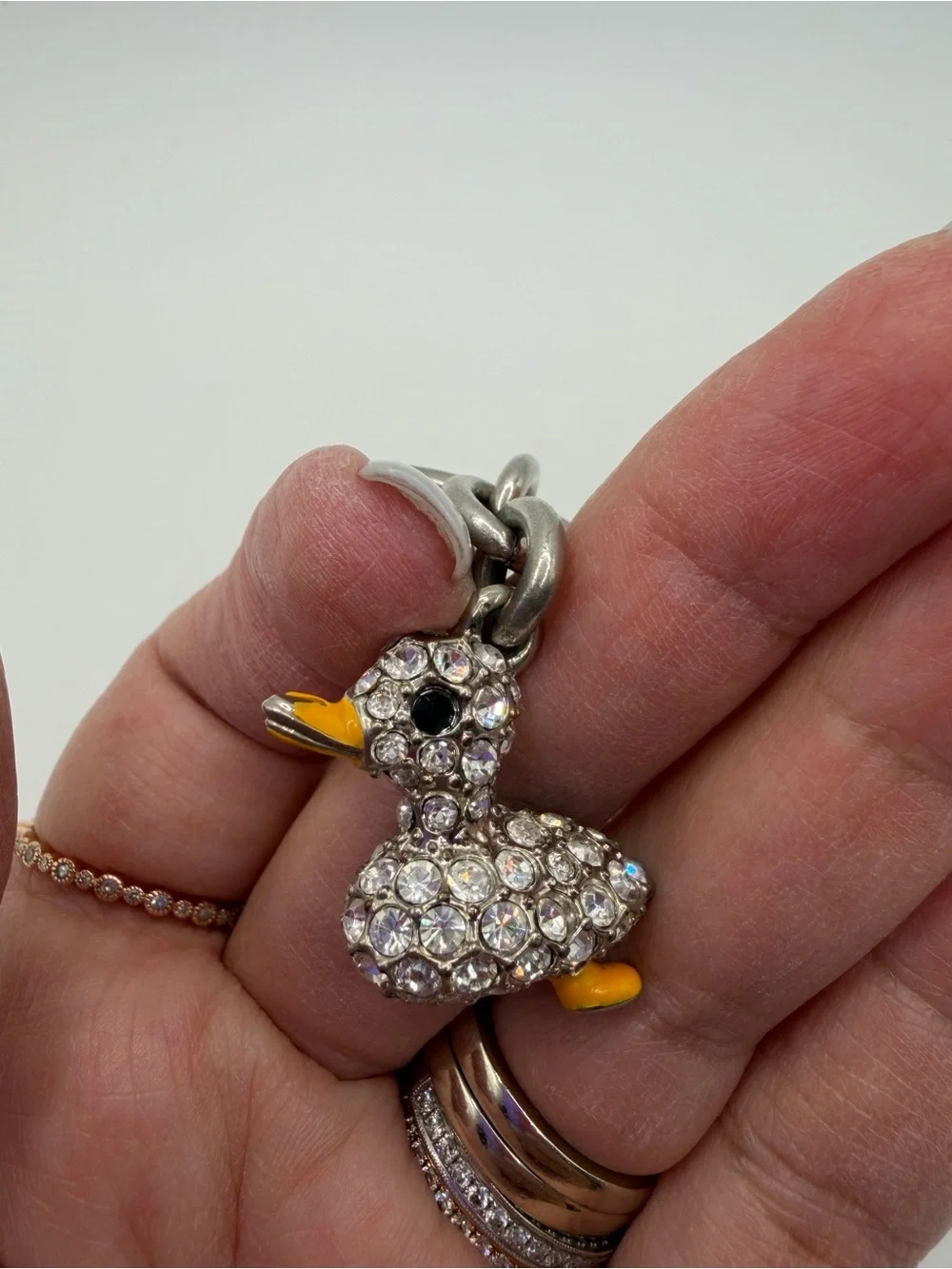 LS 🔥 Coach Swarovski crystal embossed tiny duck bag charm